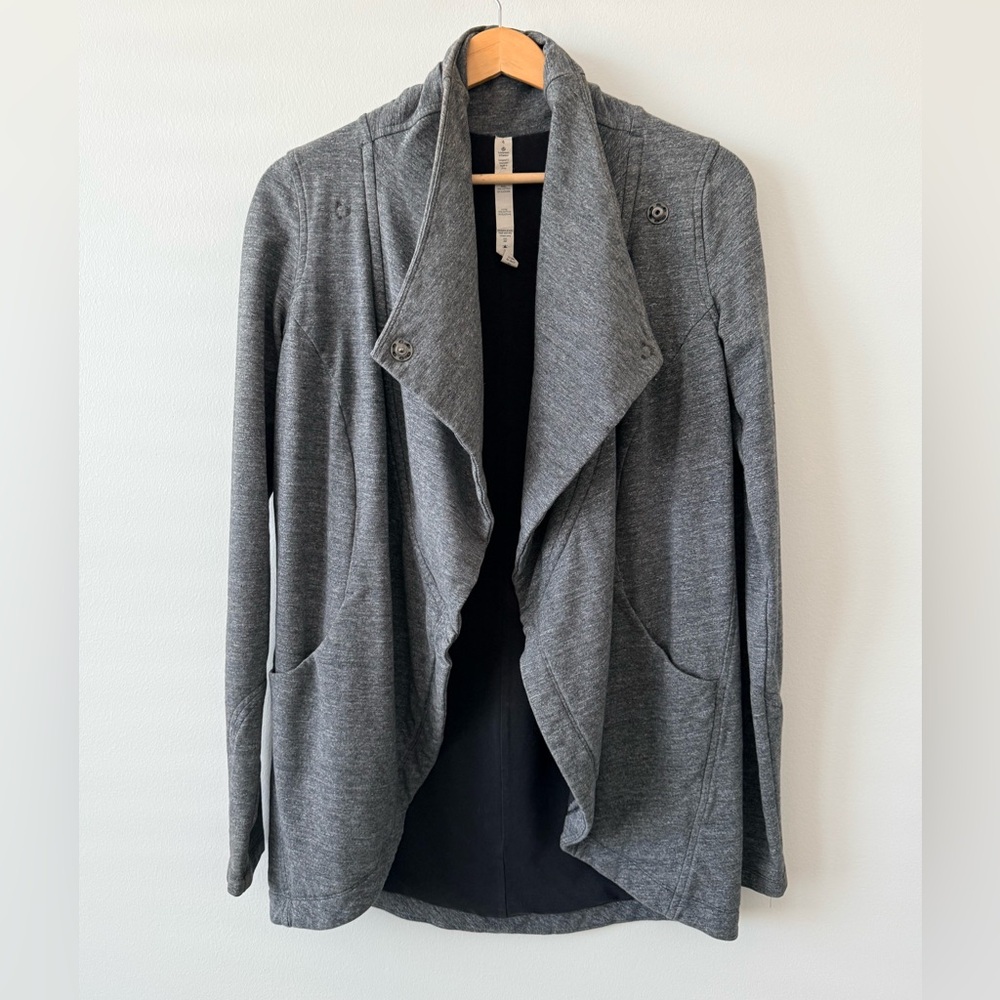 Lululemon That's A Wrap Sweater Jacket In Heather Snow Slub Coal - Picture 3 of 8